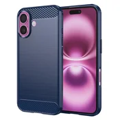 TPU gel ovitek Brushed Carbon za iPhone 16 Plus - moder