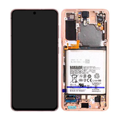 Samsung Galaxy S21 G991B - LCD zaslon + steklo na dotik + okvir + baterija (Phantom Pink) - GH82-24716D, GH82-24718D Genuine Service Pack