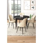 Hanah Home Set Trpezarijski sto i 4 stolice, Bež-crni