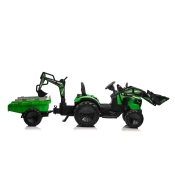 Otroški Električni traktor TOP-WORKER 12V z zajemalko in prikolico Zelena