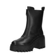 Usnjeni gležnarji Calvin Klein Jeans CHUNKY HEELED ZIP BOOT LTH ženski, črna barva, YW0YW01541