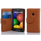 Cadorabo Cadorabo Ohišje, združljivo z Motorola MOTO E v sedlo rjave barve - Zaščitni ovitek iz teksturiranega umetnega usnja in žep za kartice, (20562328)