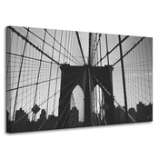 shumee Platno s tiskom Arhitektura Brooklynski most 100x60 Črno-belo ZDA