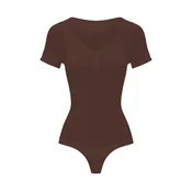 cfab Oblikovanje postave T-Shirt Bodysuit Sculpting Shapewear mit String rjava