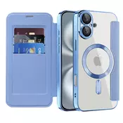 Etui SmartMag Book z Magsafe tehnologijo in RFID denarnico za iPhone 16 Plus - light blue