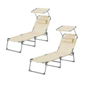 Songmics Set za sončenje 2 kosa 189x53x285 cm bež