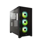 Kucište CORSAIR iCUE 4000X Mid-Tower/ATX/kaljeno staklo/bez napajanja/RGB/crna