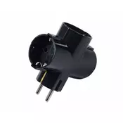 COMMEL trostruki T razdjelnik 6338-4 crni