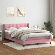 vidaXL vidaXL Box spring postelja z vzmetnico roza 160x220 cm žamet, (21792448)