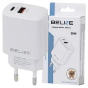 slomart omrežni polnilec 30w gan usb-c + usb-a, bel