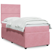 Vidaxl Box spring postelja z vzmetnico roza 100x200 cm žamet
