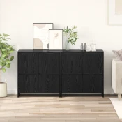 Komode 2 pcs Crni hrast 70 x 41 x 75 cm Konstruirano drvo