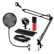 Auna MIC-900RD USB, mikrofon set V4, kondenzatorski mikrofon, pop filter, nosac za mikrofon, crvena boja