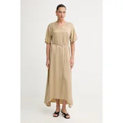 BOSS Orange oversize obleka iz cupro C_Derena