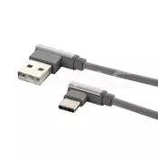 V-TAC USB kabel Type-C 1M Diamond serija sivi L-Type 8639