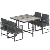 Homestar Vrtni garnitura 5-delna Miza s 4 stoli 108x108x725 cm Siva