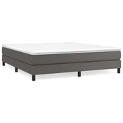 Vidaxl Posteljni okvir z vzmetmi siv 180x200 cm umetno usnje