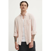 Lanena košulja HUGO boja: ružičasta, regular, s button-down ovratnikom, 50514162