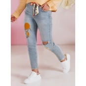 Spodnie damskie jeansowe slim fit z paskiem GIRLHOOD niebieskie Dstreet