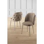 Hanah Home set trpezarijskih stolica Axle 8 kom, kapucino tkanina Babyface, hromirane metalne noge