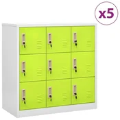 Vidaxl omara s ključavnico 5 kosov siva in zelena 90x45x92,5 cm jeklo