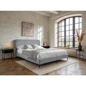 MID.YOU POSTELJA BOXSPRING x , tekstil, leseni material svetlo siva