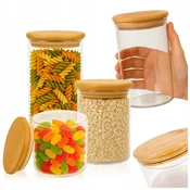 shumee Komplet - kozarec z lesenim pokrovom: 1x390ml, 1x420ml, 1x720ml, 1x1000ml