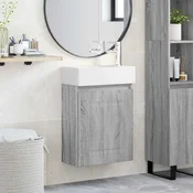vidaXL Kopalniška omarica s tapo Siva Sonoma 45,5 x 22,5 x 84 cm