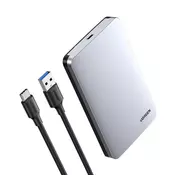 Ugreen kucište diska SATA 2.5, srebrna + USB-C, USB-A kabel