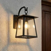 Lucande zunanja stenska svetilka Xavon, črna, laterna, E27, IP44 - Podeželska hiša/Rustikalna - Aluminij