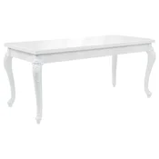Vidaxl Jedilna miza 179x89x81 cm visok sijaj bele barve
