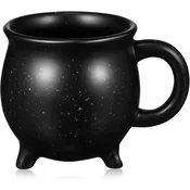 Nikcorp Keramični vrč Cabilock Kotliček čarovniški vintage Halloween dizajn 450 ml črna, za vroče in hladne pijače, juhe, dekorativna skodelica s ročajem