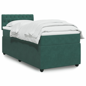vidaXL Box spring postelja z vzmetnico temno zelena 100x200 cm žamet