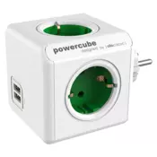 Allocacoc Powercube zeleni utikac razdjeljnik 220V USBx2 1202GN/DEO