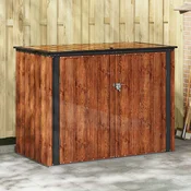 vidaXL Škatla za shranjevanje v vrtu Rjava 151,5 x 82 x 110,5 cm Jeklo
