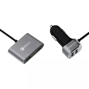Premium avtopolnilec Nillkin PowerShare s QC3.0, z enim USB-C in tremi USB-A polnilnimi izhodi 57W - siv