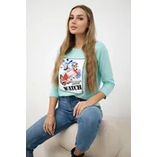 Blouse with 3D Watch mint graphics