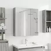 vidaXL Kopalniška ogledalna omara Siva Sonoma 60 x 14,5 x 70 cm