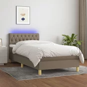 Krevet box spring s madracem LED smedesivi 90x200 cm tkanina