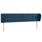 Vidaxl Vzglavje z ušesi temno modro 183x23x78/88 cm žamet