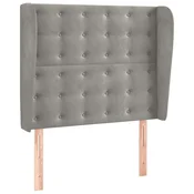 Vidaxl Vzglavje z ušesi svetlo sivo 93x23x118/128 cm žamet