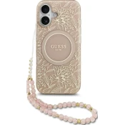 Ovitek Guess IML Flowers Electro biserni trak MagSafe ovitek za iPhone 17 roza (GUHMP17SHCPOFPP)
