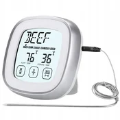 Verkgroup Osvetljen LCD touch kuhinjski termometer -20 do +300°C sonda srebrn