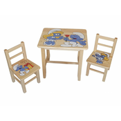 AtmoWood Lesena otroška miza s stoli - Smrkci
