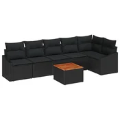 Sjedeća garnitura za vrt 7 kom. Crna poliratan 288,5 x 123,5 x 69 cm