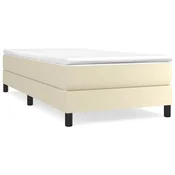 Vidaxl Posteljni okvir z vzmetmi krem 80x200 cm umetno usnje