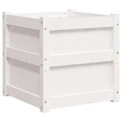 Vidaxl Vrtno cvetlično korito belo 50x50x50 cm trdna borovina
