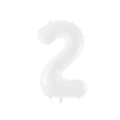 PartyDeco Folija balon rojstni dan številka 2 - bel 86 cm