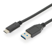 Digitus Digitus USB 3.1 Prikljucni kabel [1x - 1x ] 1 m Crna dvostruko zašticen