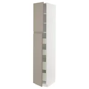 METOD/MAXIMERA Visoka omara z 2 vrati/4 predali, bela/Upplöv mat temno bež, 40x60x220 cm